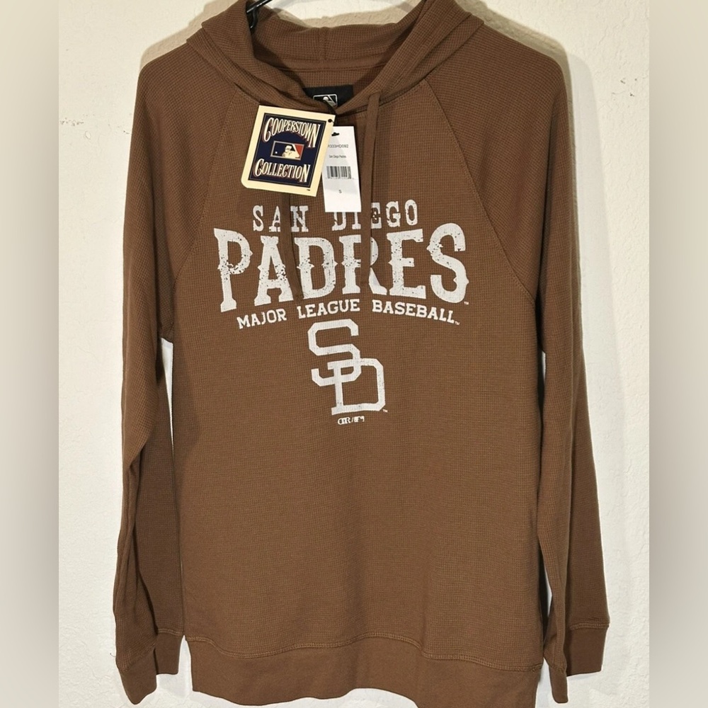 Darius Rucker Men’s San Diego Padres Waffle Knit  Pullover Hoodie Small Brown